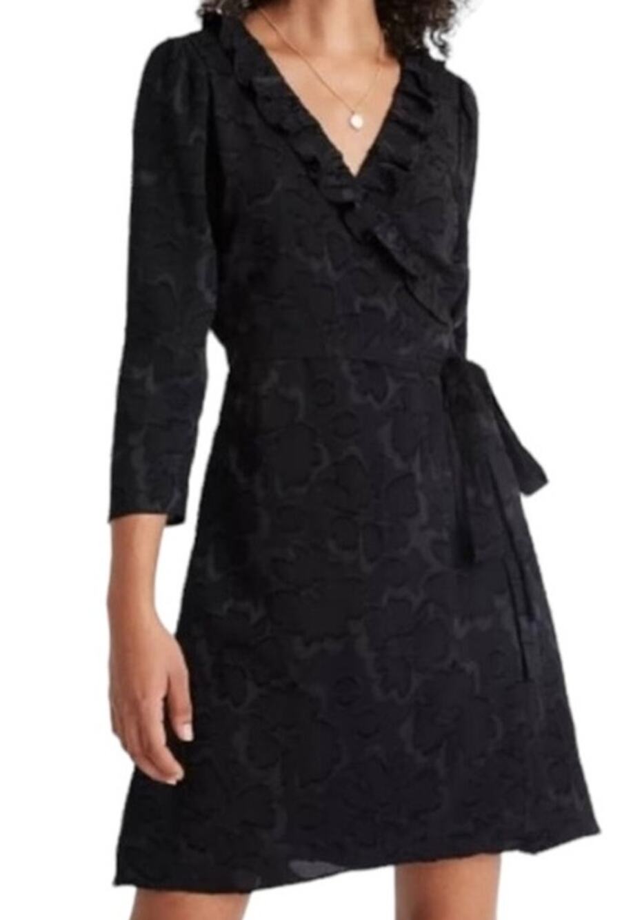 * New ~ MADEWELL ~ Comfy Button Wrap Dress~Sz PM ~ Gorgeous! Black